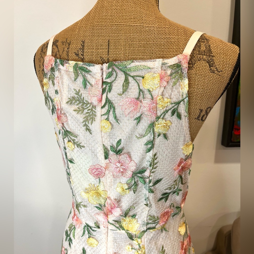 Sam Edelman Embroidered Mesh Mini Dress Cream Pink NWT Size 8 - Picture 9 of 14